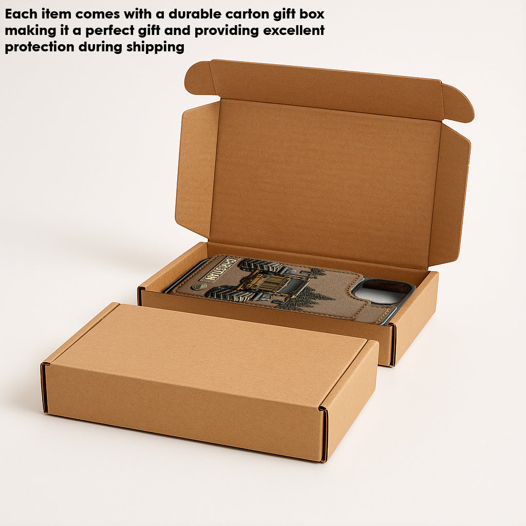 Promenade en tracteur - Étui portefeuille personnalisé pour téléphone en forme de tracteur