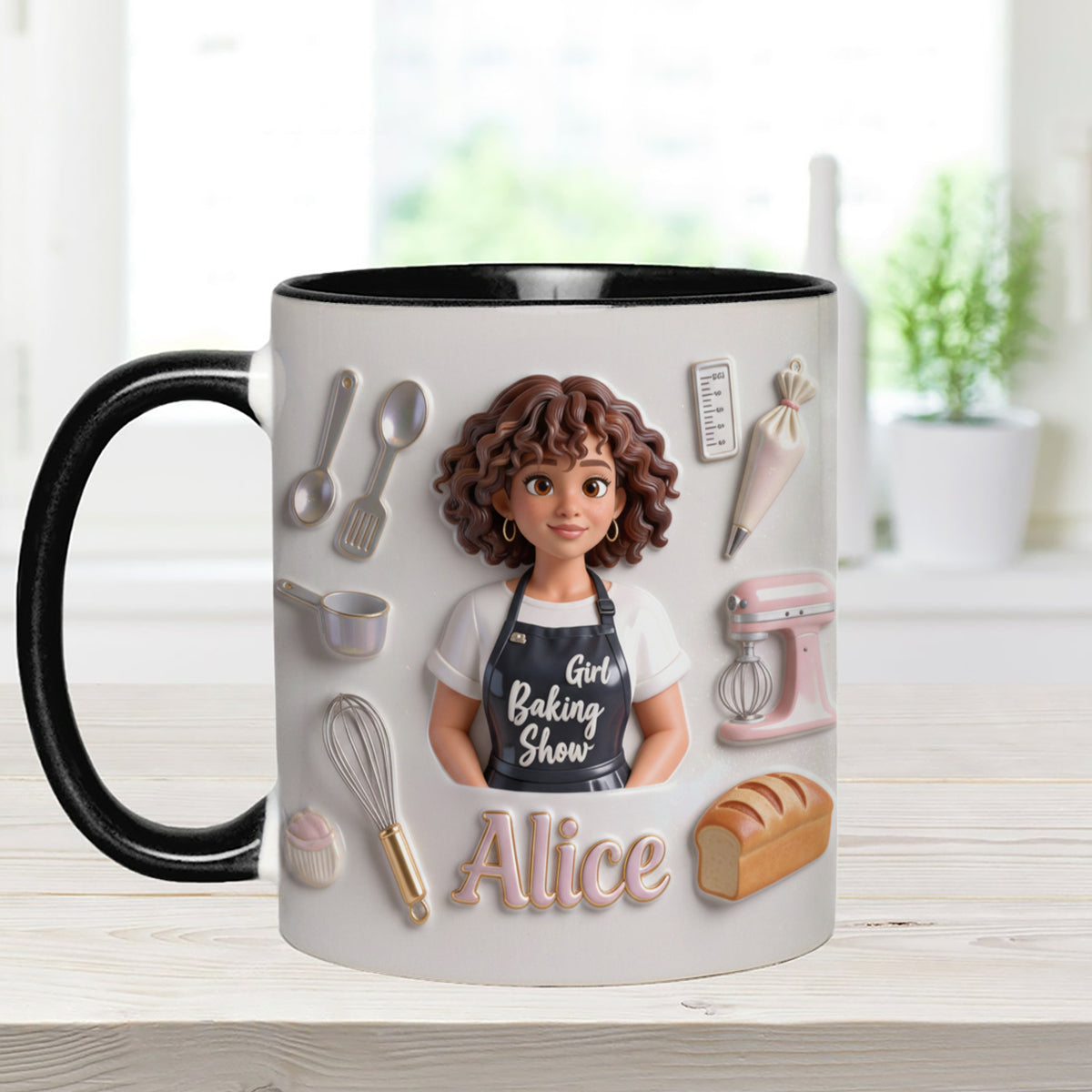 Ensemble de pâtisserie personnalisé « Love Baking » : tasse décorative avec agitateurs en acrylique