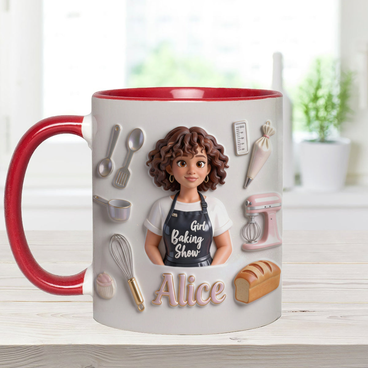 Ensemble de pâtisserie personnalisé « Love Baking » : tasse décorative avec agitateurs en acrylique