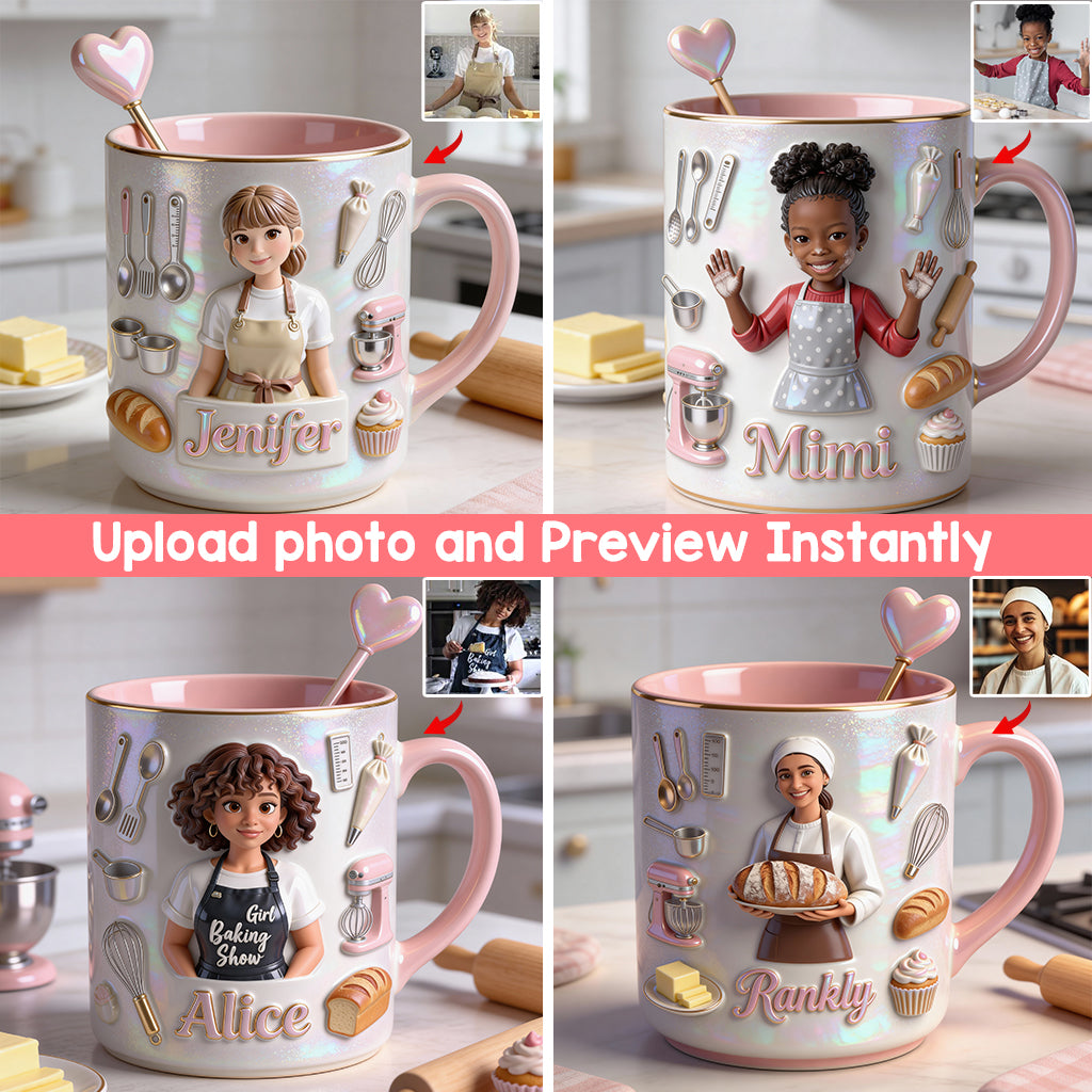Ensemble de pâtisserie personnalisé « Love Baking » : tasse décorative avec agitateurs en acrylique
