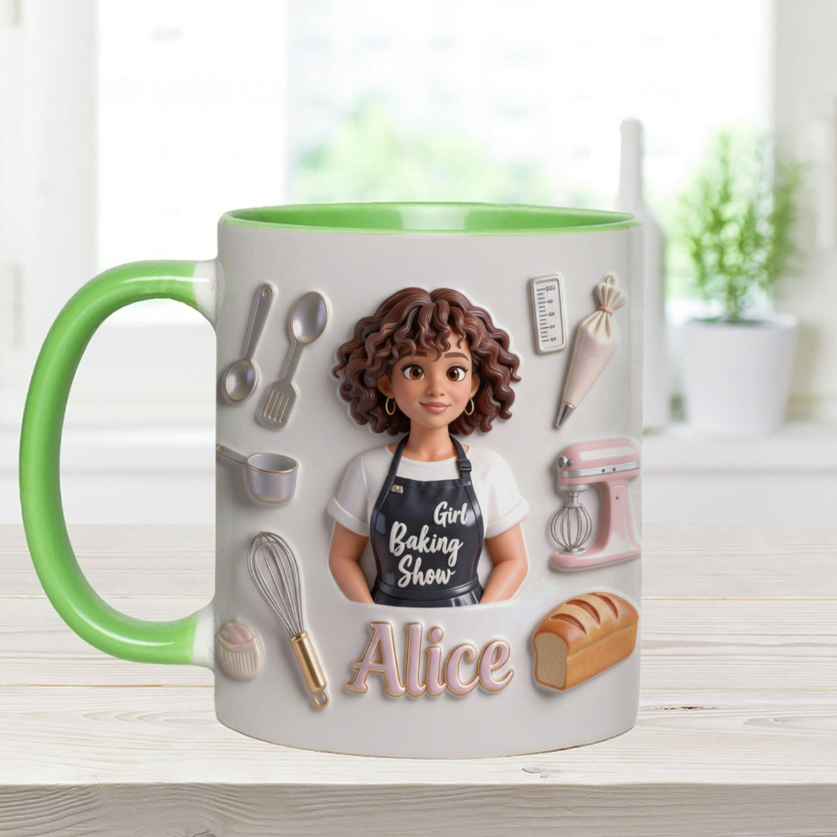 Ensemble de pâtisserie personnalisé « Love Baking » : tasse décorative avec agitateurs en acrylique