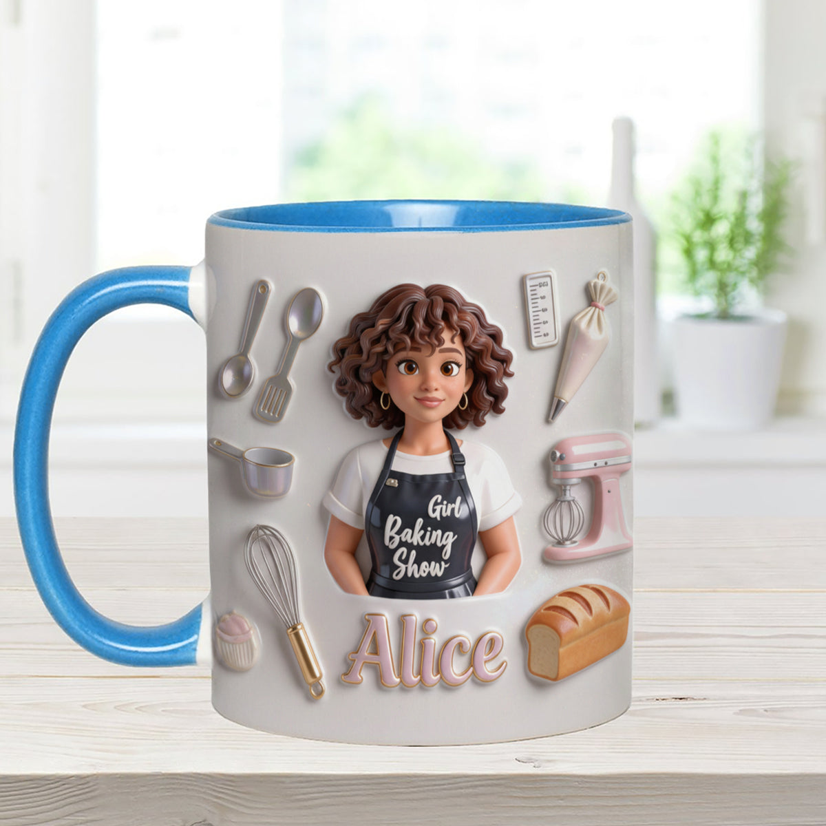 Ensemble de pâtisserie personnalisé « Love Baking » : tasse décorative avec agitateurs en acrylique