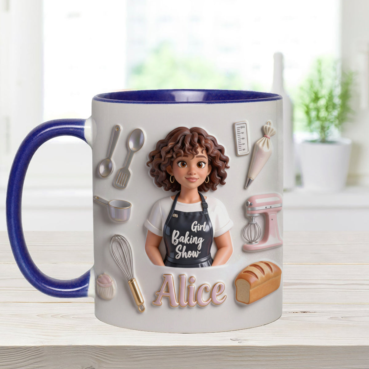 Ensemble de pâtisserie personnalisé « Love Baking » : tasse décorative avec agitateurs en acrylique