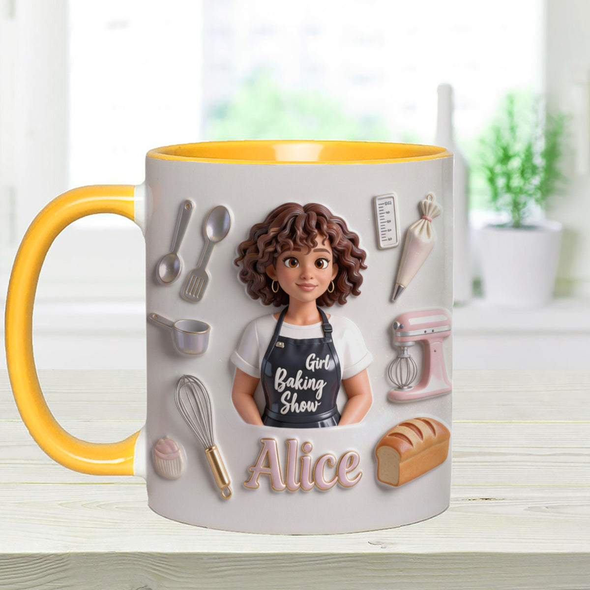 Ensemble de pâtisserie personnalisé « Love Baking » : tasse décorative avec agitateurs en acrylique