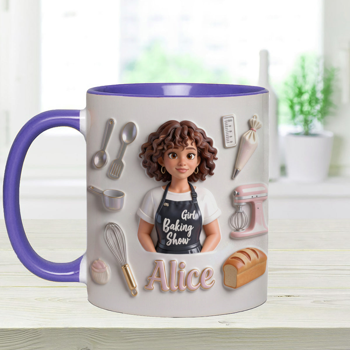 Ensemble de pâtisserie personnalisé « Love Baking » : tasse décorative avec agitateurs en acrylique
