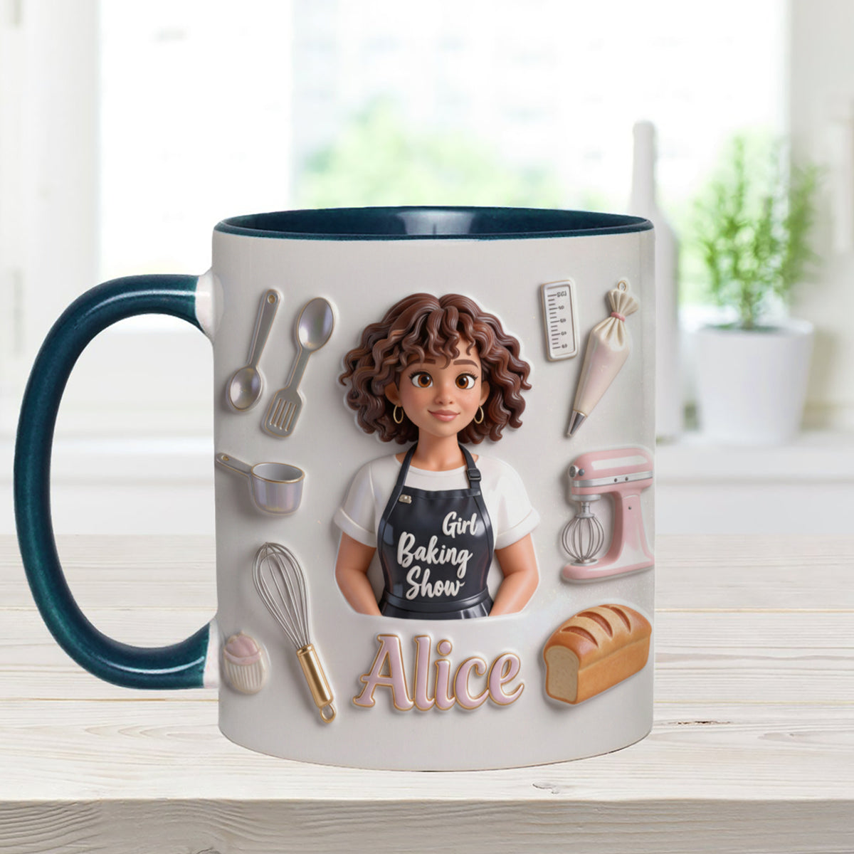 Ensemble de pâtisserie personnalisé « Love Baking » : tasse décorative avec agitateurs en acrylique