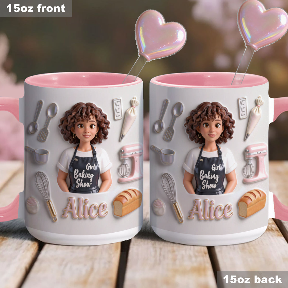 Ensemble de pâtisserie personnalisé « Love Baking » : tasse décorative avec agitateurs en acrylique