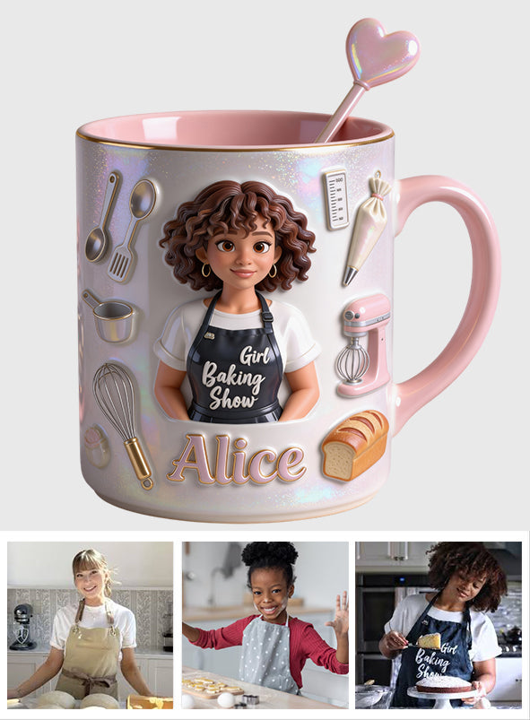 Ensemble de pâtisserie personnalisé « Love Baking » : tasse décorative avec agitateurs en acrylique