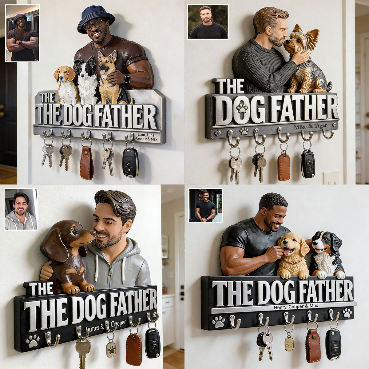 Le Père Chien - Porte-clés personnalisé en forme de chien