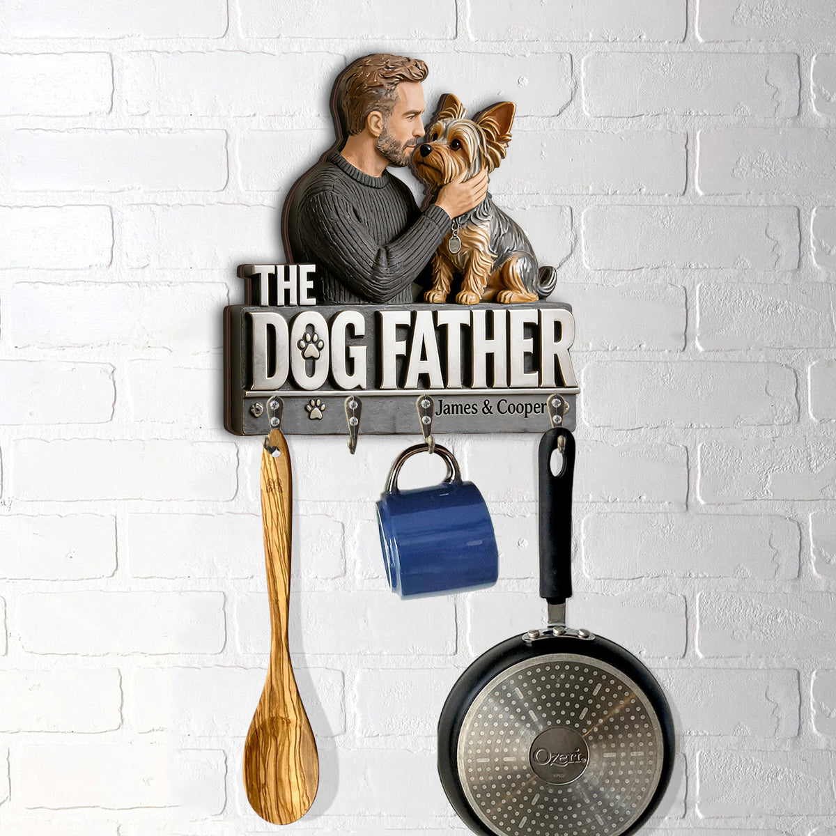 Le Père Chien - Porte-clés personnalisé en forme de chien