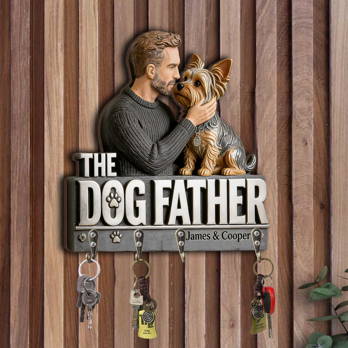 Le Père Chien - Porte-clés personnalisé en forme de chien