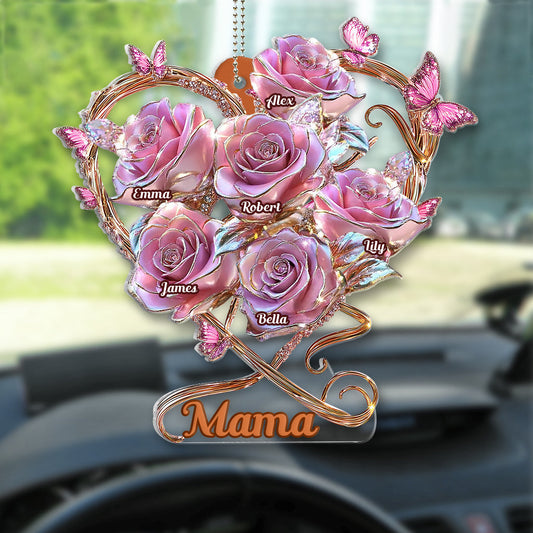 Cadeau « Mon jardin » pour maman et grand-mère : Ornement de voiture transparent personnalisé « Mère »