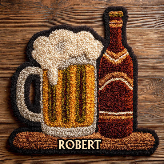 Cadeau unique pour les amateurs de bière - Tapis touffeté antidérapant personnalisé sur le thème de la bière