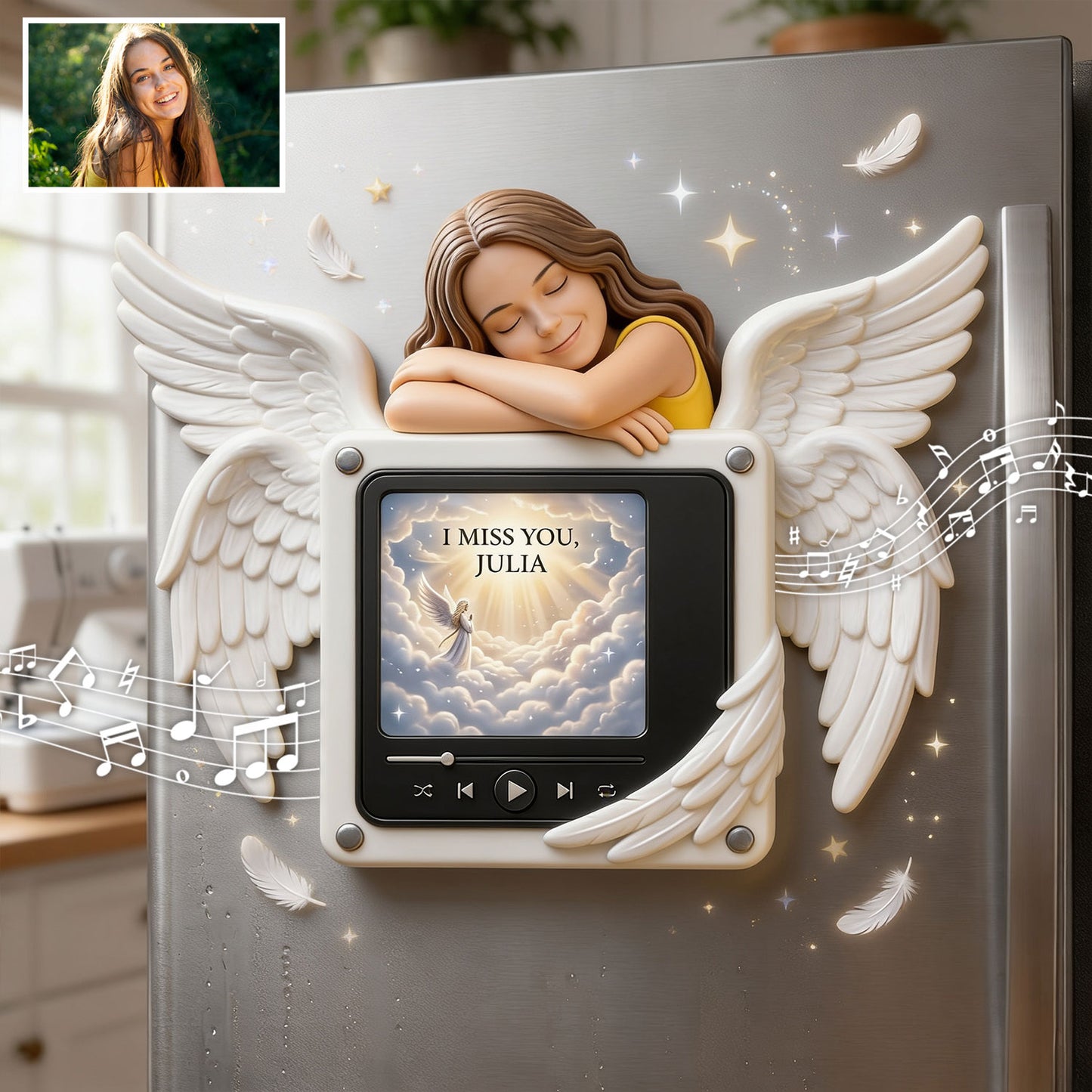 I Miss You - Personalized Memorial Custom Shape Music Magnet
