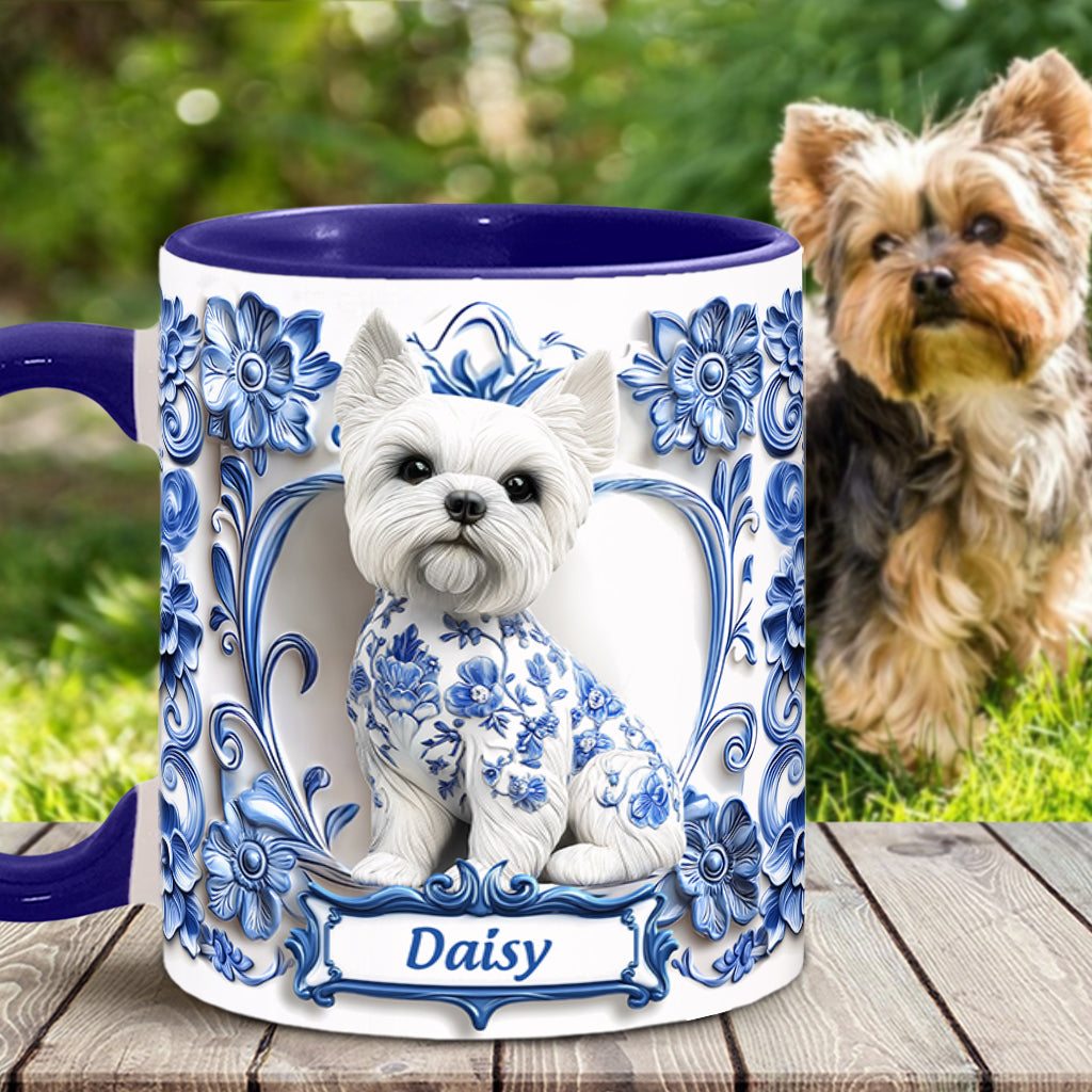 Cute Yorkshire Terriers - Personalized Dog Accent Mug
