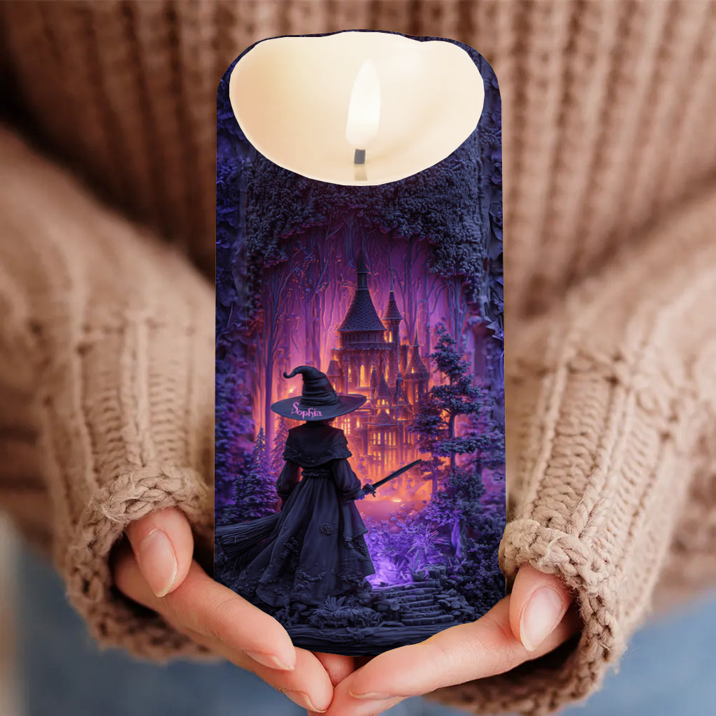Château de sorcière - Bougie sans flamme personnalisée de sorcière
