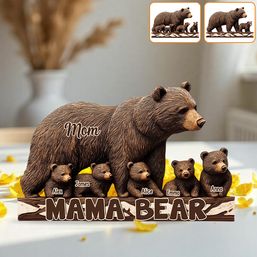 Maman Ours - Plaque acrylique personnalisée en forme de mère