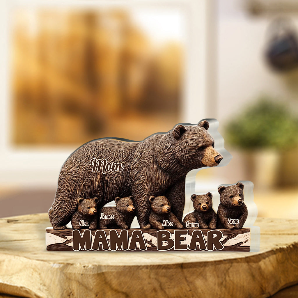 Maman Ours - Plaque acrylique personnalisée en forme de mère