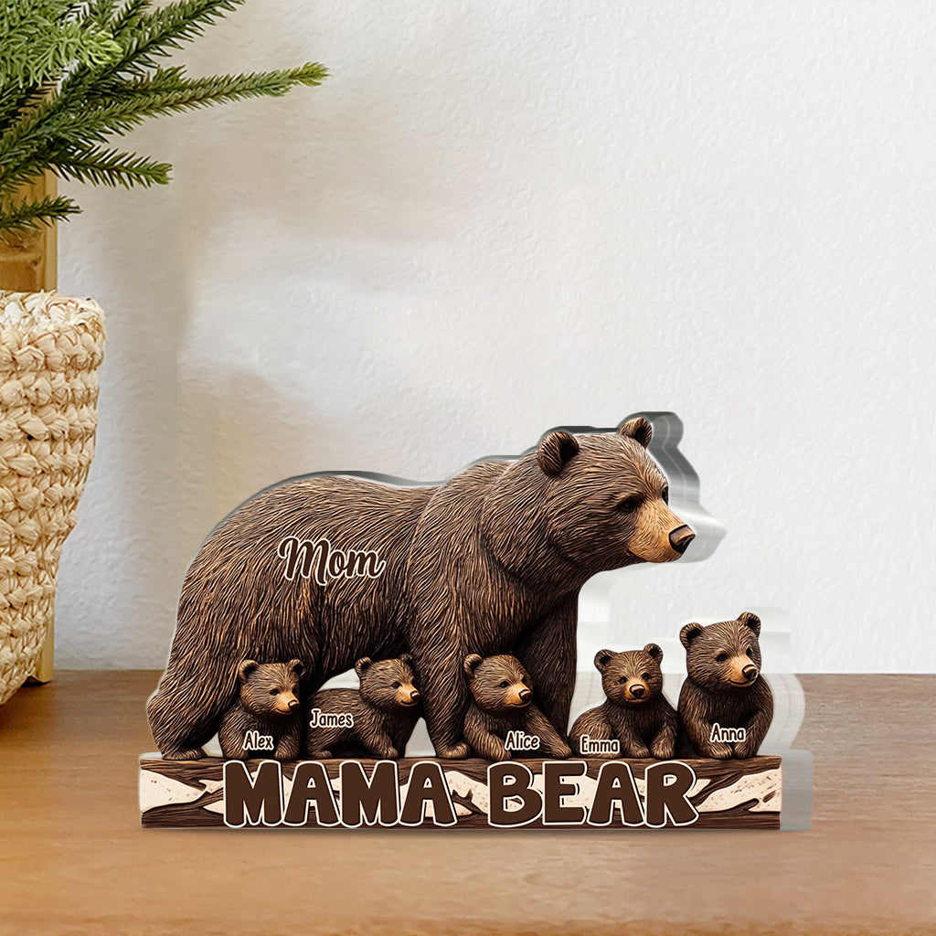Maman Ours - Plaque acrylique personnalisée en forme de mère