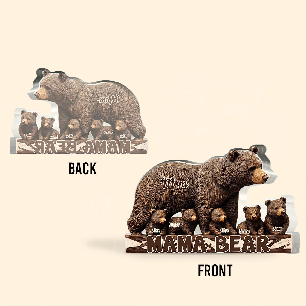 Maman Ours - Plaque acrylique personnalisée en forme de mère