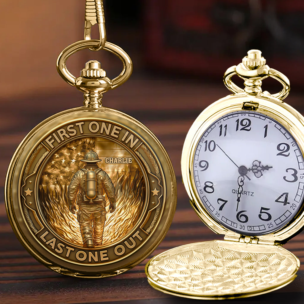 Premier entré, dernier sorti - Service d'incendie - Montre de poche personnalisée pour pompier