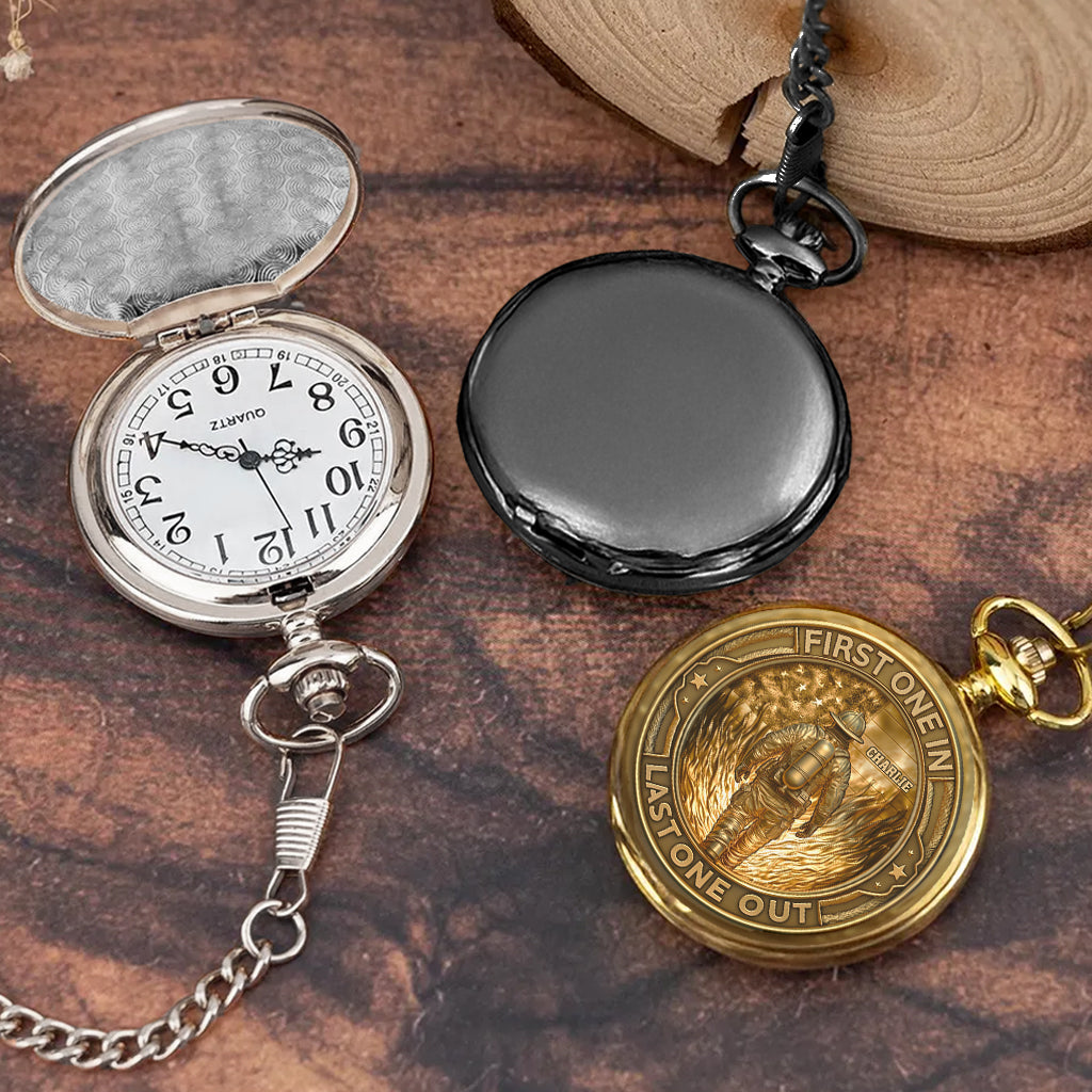 Premier entré, dernier sorti - Service d'incendie - Montre de poche personnalisée pour pompier