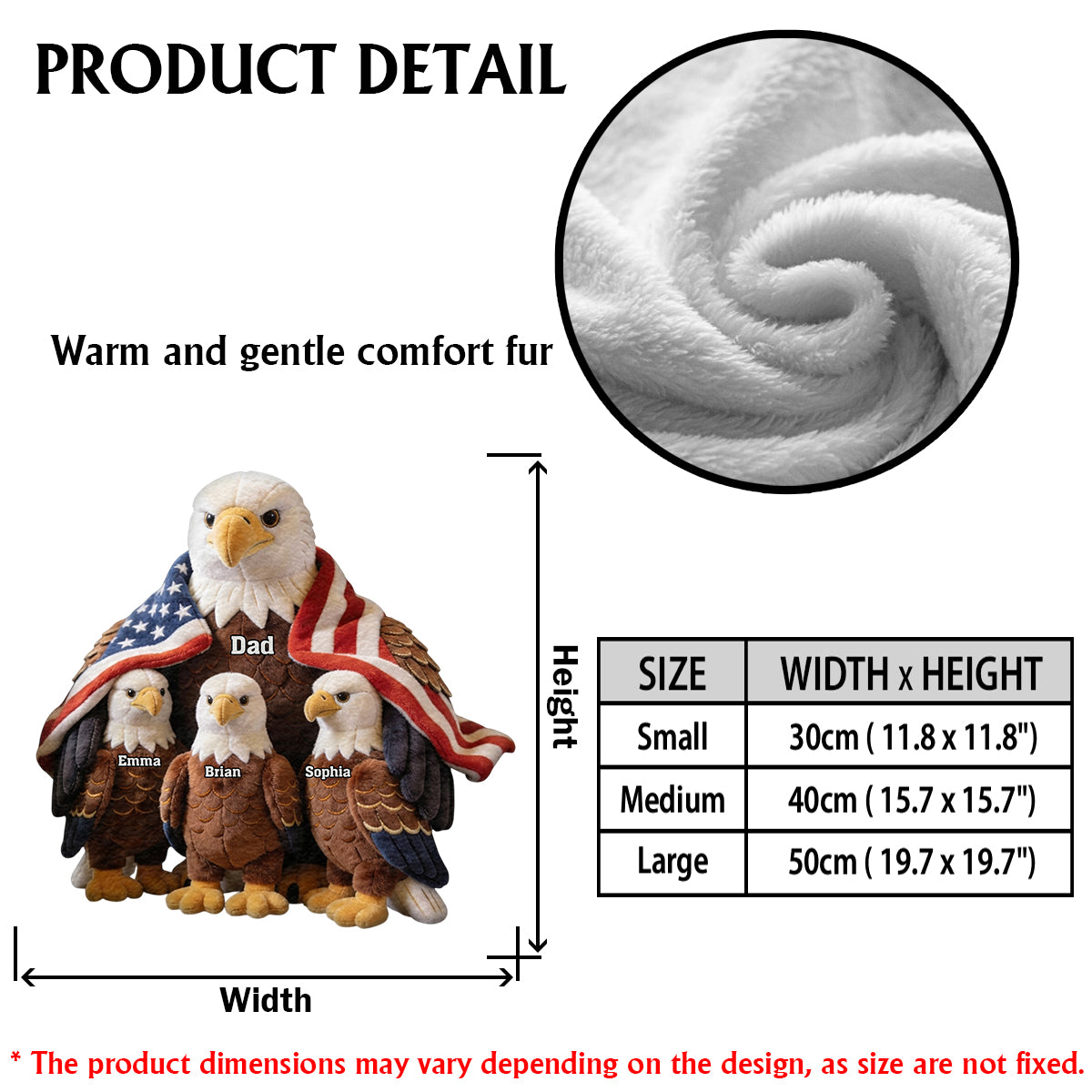 Coussin Personnalisé en Fourrure Synthétique - Aigle Royal Fort Papa/Mamie