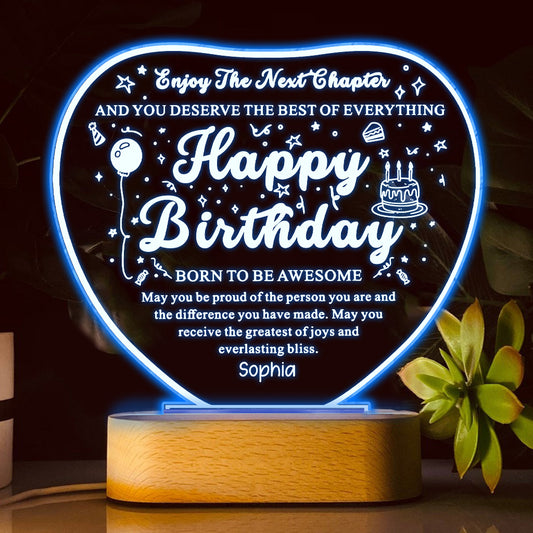 Joyeux Anniversaire - Plaque Lumineuse Personnalisée en Forme d'Anniversaire