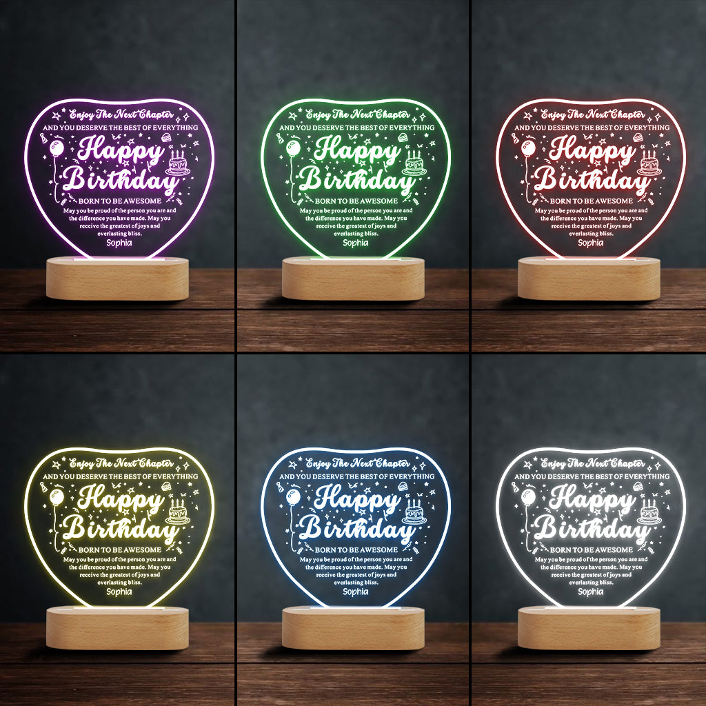 Happy Birthday - Personalized Birthday Shaped Plaque Light Base