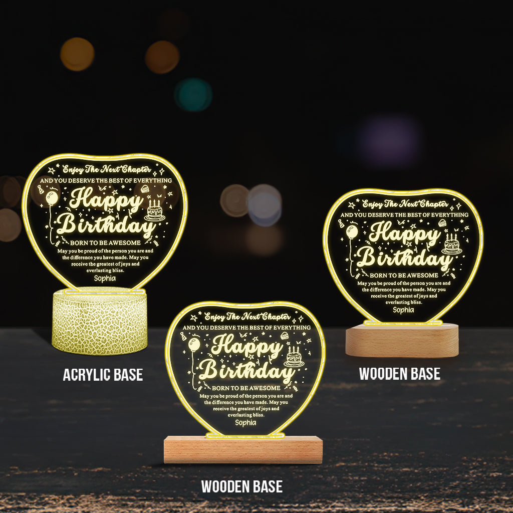 Happy Birthday - Personalized Birthday Shaped Plaque Light Base
