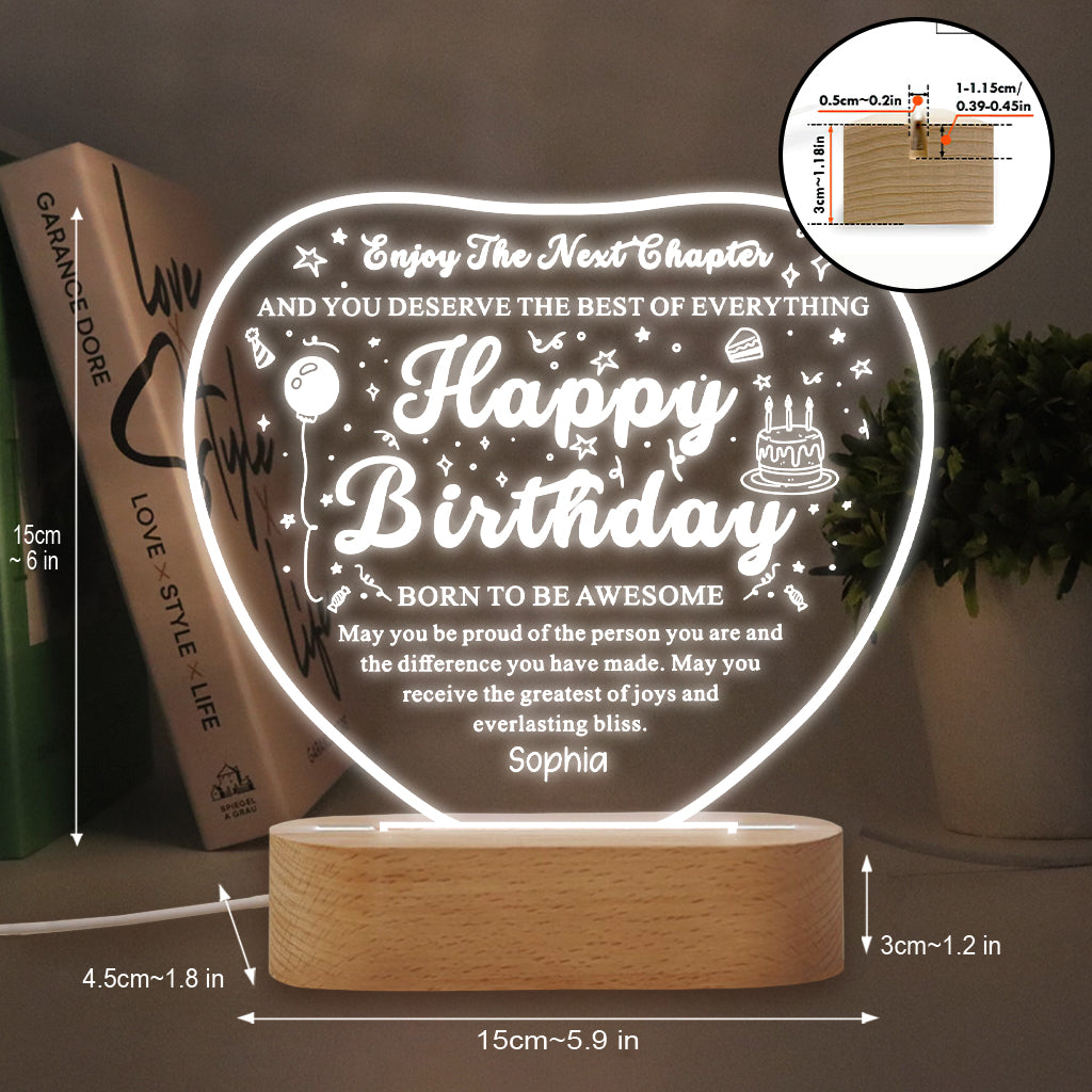 Happy Birthday - Personalized Birthday Shaped Plaque Light Base