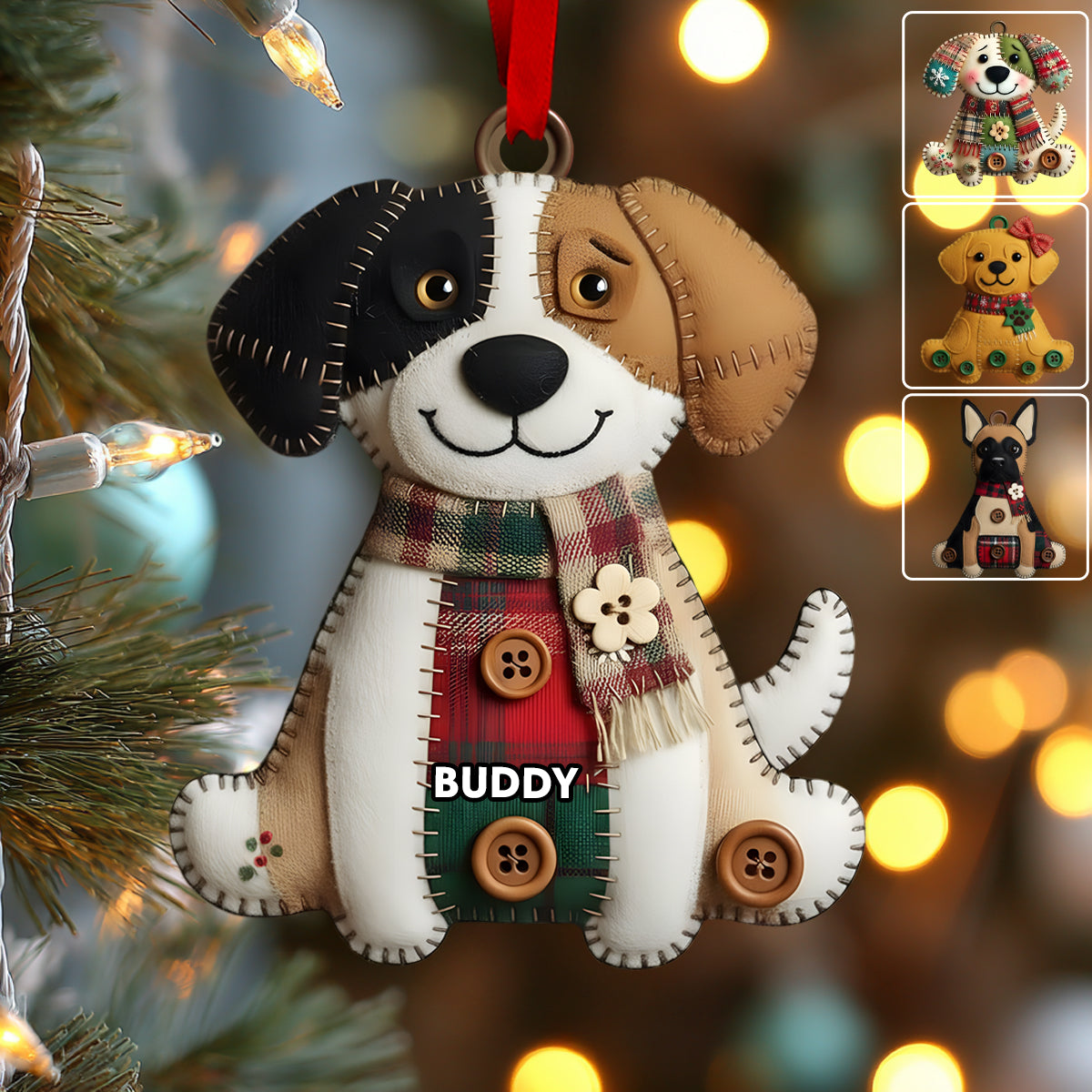 Couverture de Noël avec des races de chiens - Ornement de chien personnalisé