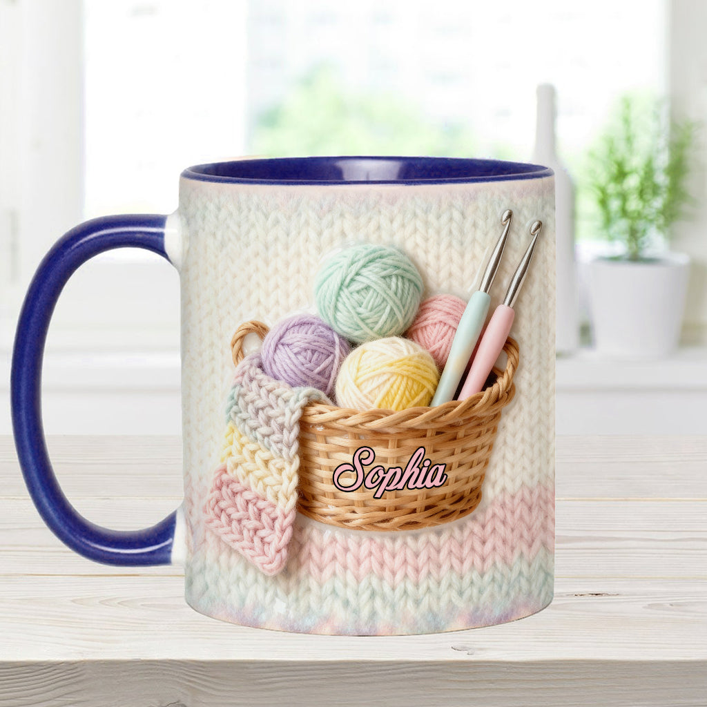 J'adore le crochet - Mug et sous-verre personnalisés avec motif crochet