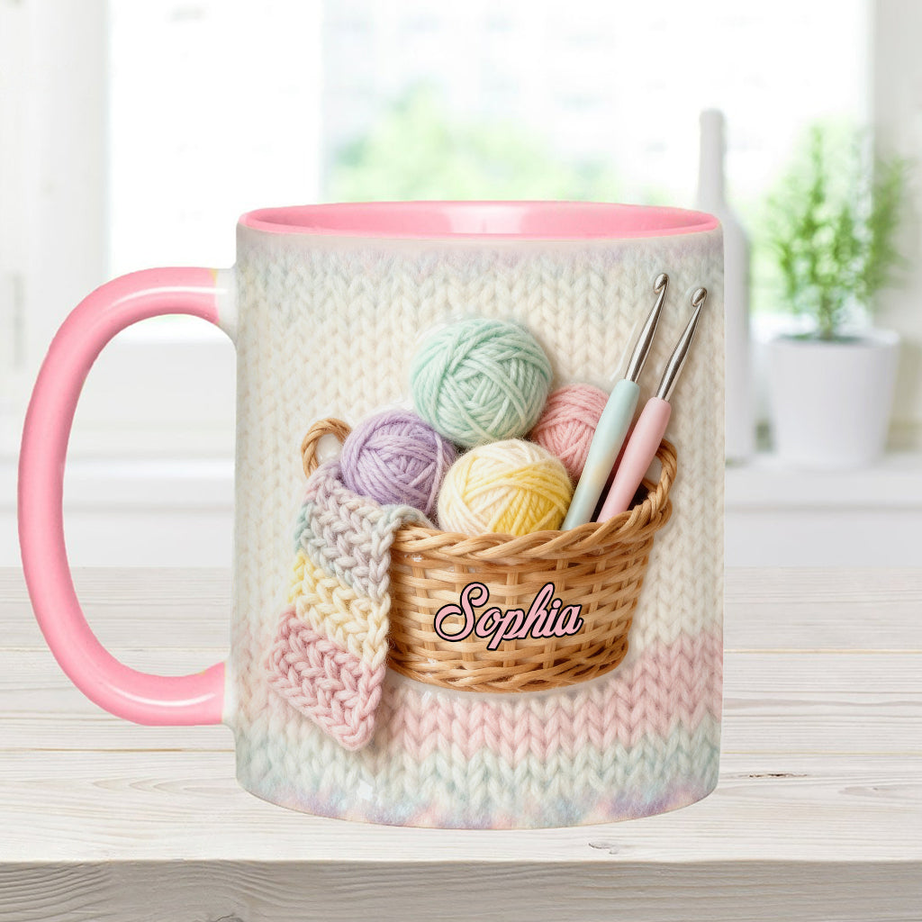 J'adore le crochet - Mug et sous-verre personnalisés avec motif crochet