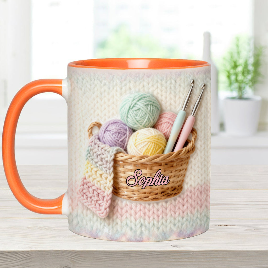 J'adore le crochet - Mug et sous-verre personnalisés avec motif crochet