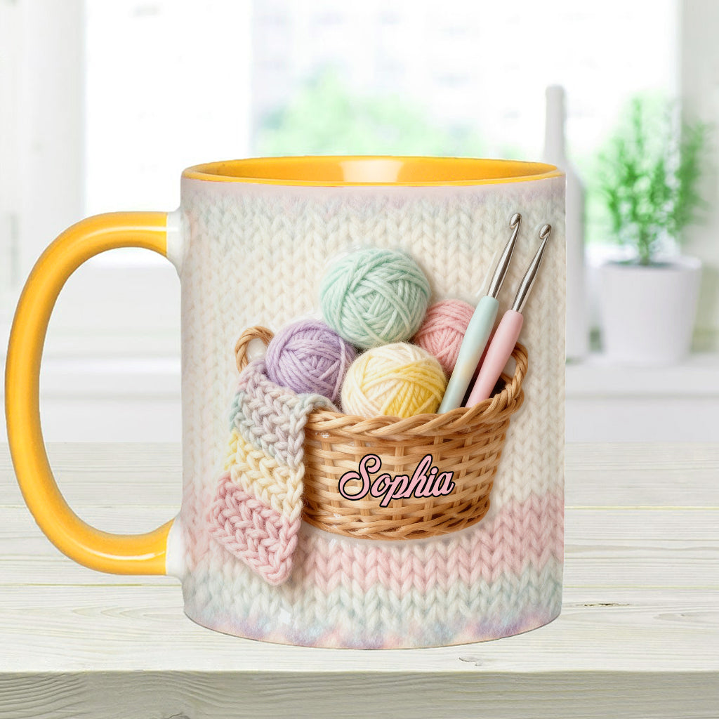 J'adore le crochet - Mug et sous-verre personnalisés avec motif crochet