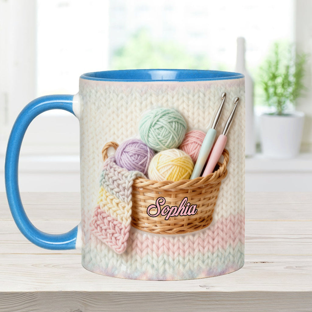 J'adore le crochet - Mug et sous-verre personnalisés avec motif crochet