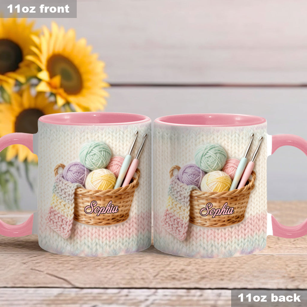 J'adore le crochet - Mug et sous-verre personnalisés avec motif crochet