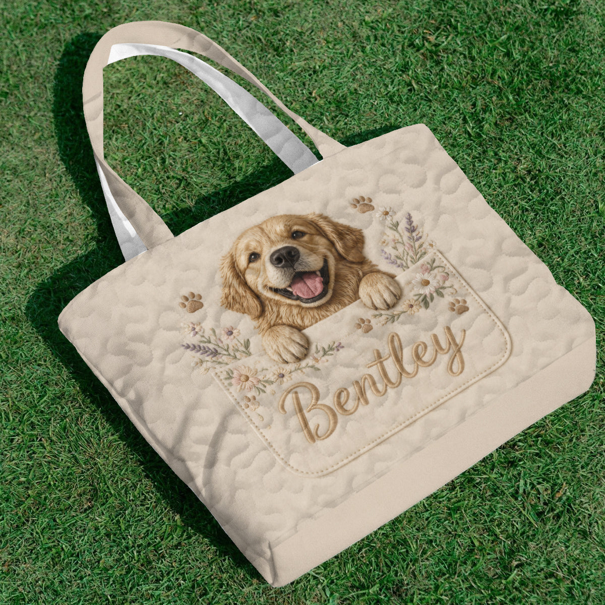 Peeking Pet - Sac fourre-tout en tissu matelassé personnalisé pour chien