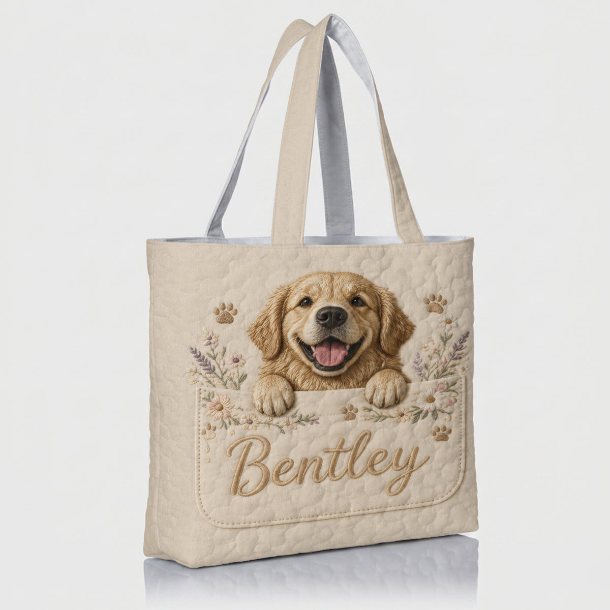 Peeking Pet - Sac fourre-tout en tissu matelassé personnalisé pour chien