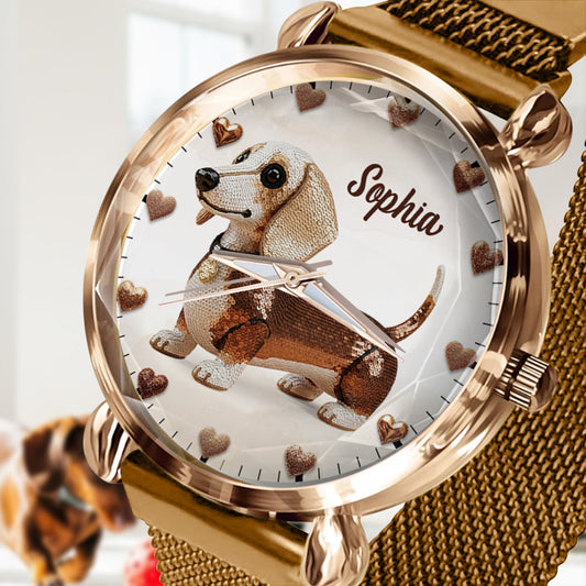 Montre-bracelet personnalisée pour femme, motif chien, idéale pour les amoureux des chiens. 