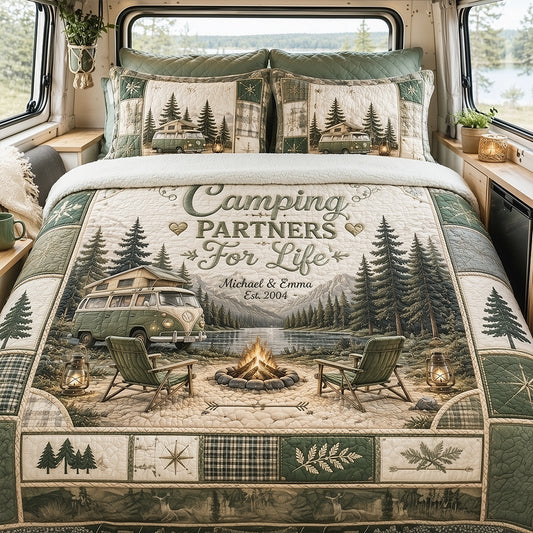 Camping Partners For Life - Personalized Camping Quilt Set