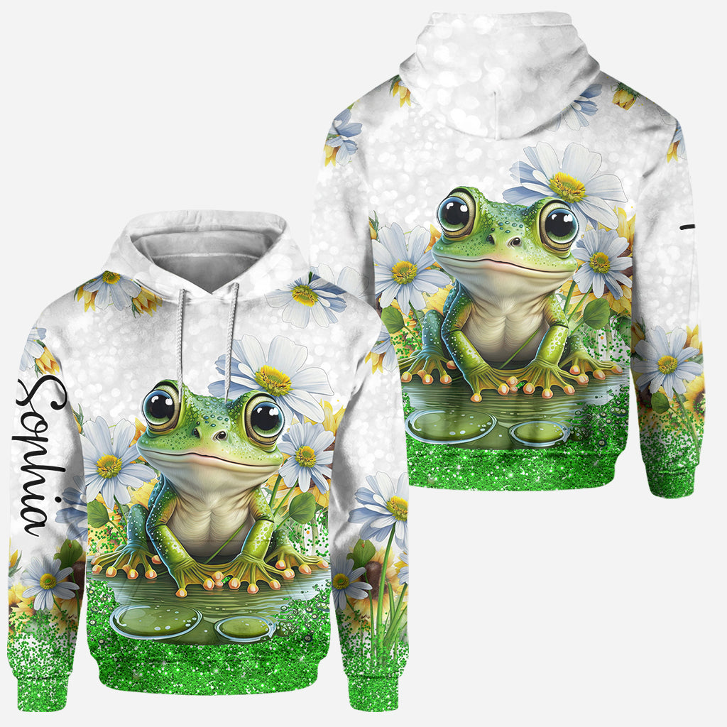 Juste une fille qui aime les grenouilles - Sweat à capuche et legging personnalisés avec des grenouilles