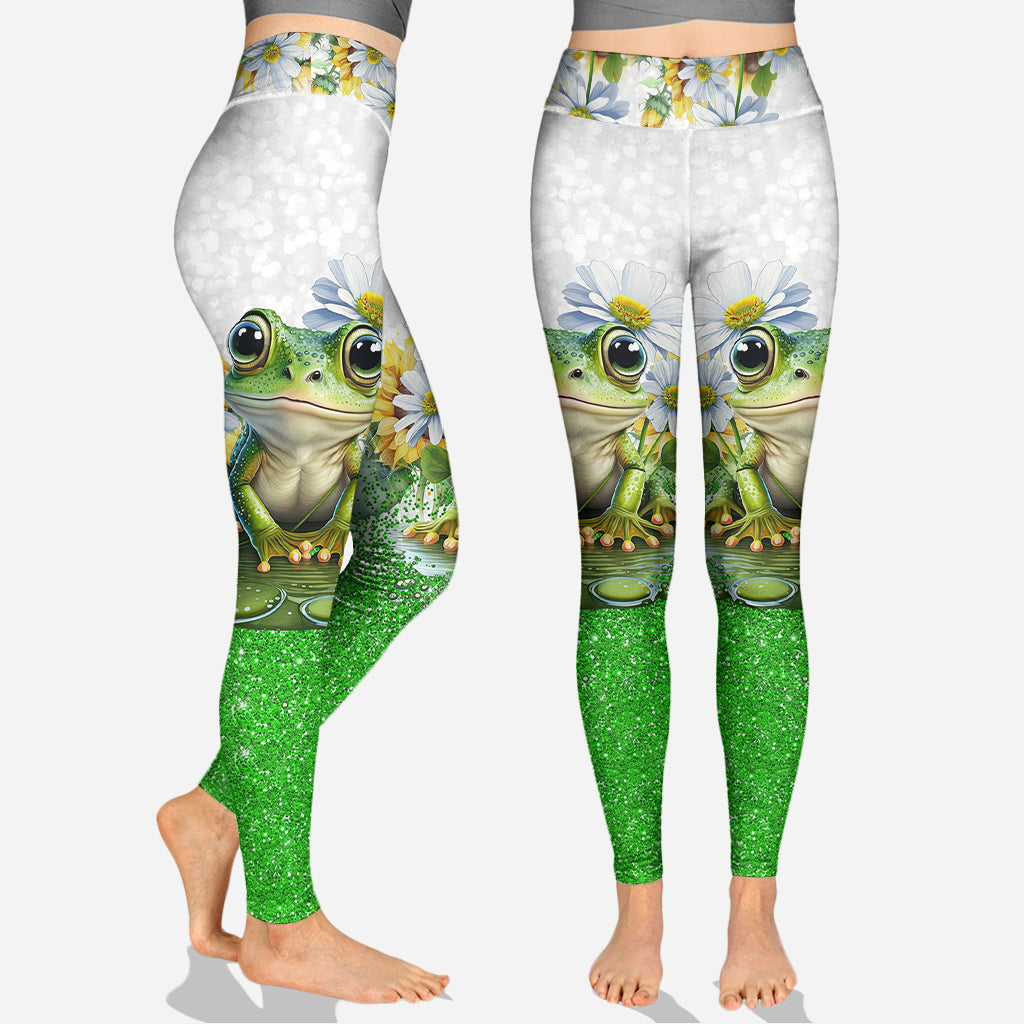 Juste une fille qui aime les grenouilles - Sweat à capuche et legging personnalisés avec des grenouilles