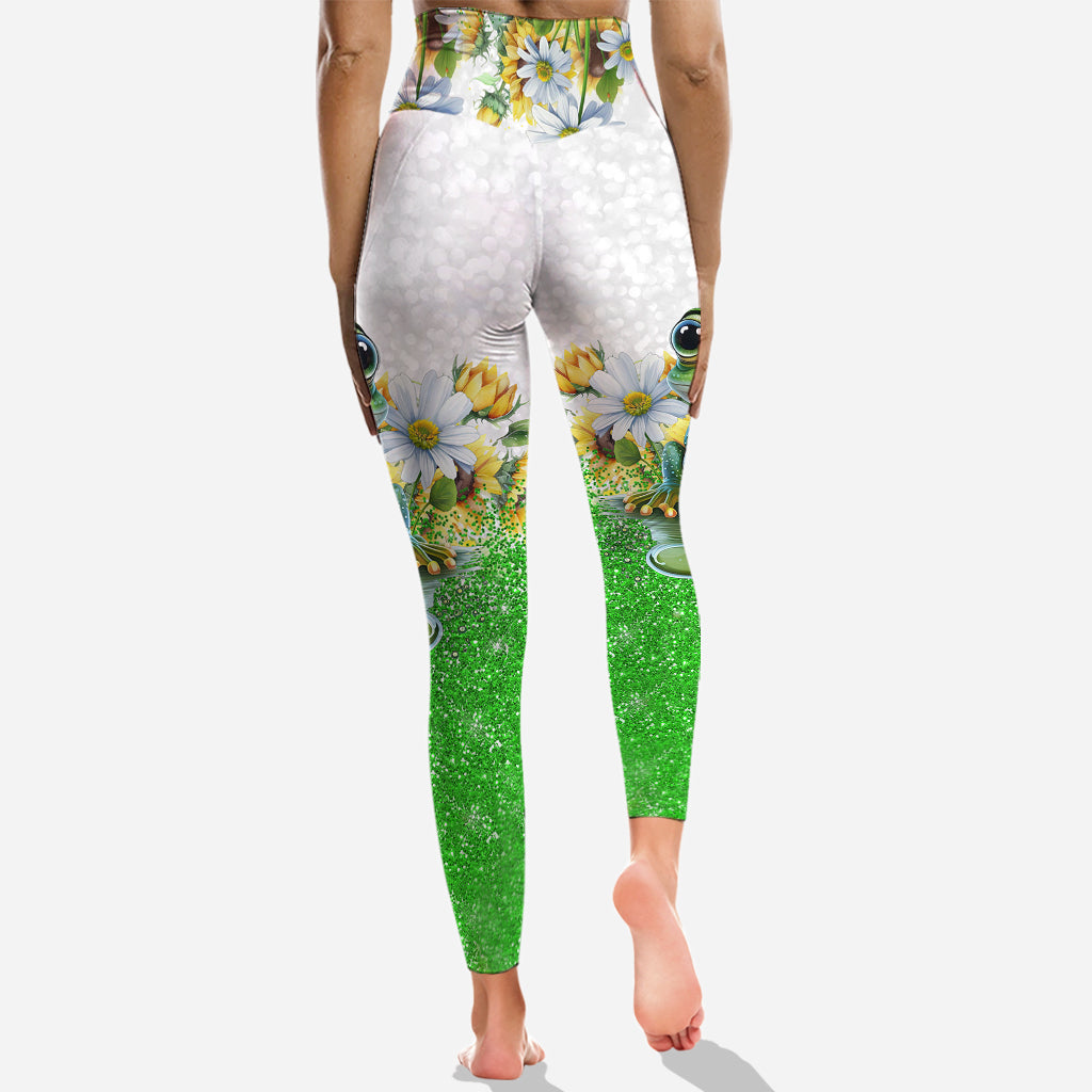 Juste une fille qui aime les grenouilles - Sweat à capuche et legging personnalisés avec des grenouilles
