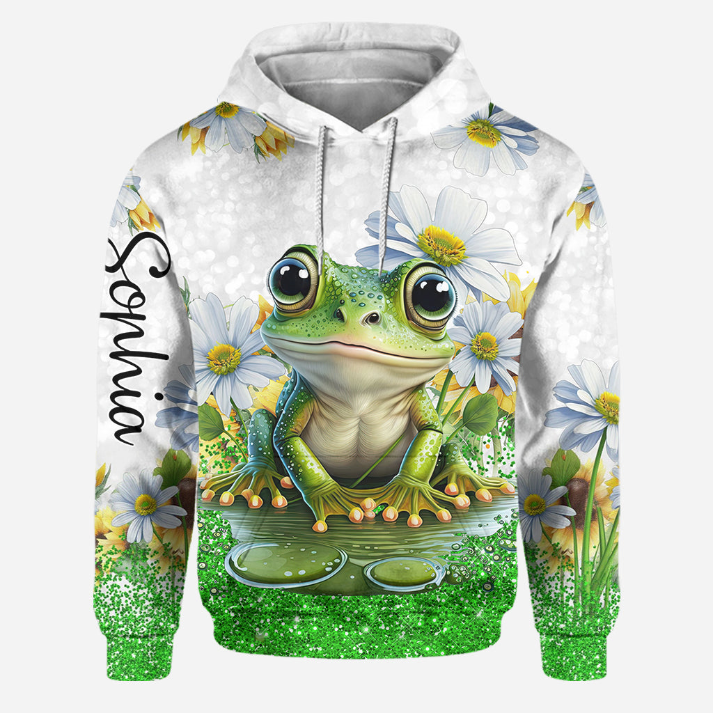 Juste une fille qui aime les grenouilles - Sweat à capuche et legging personnalisés avec des grenouilles