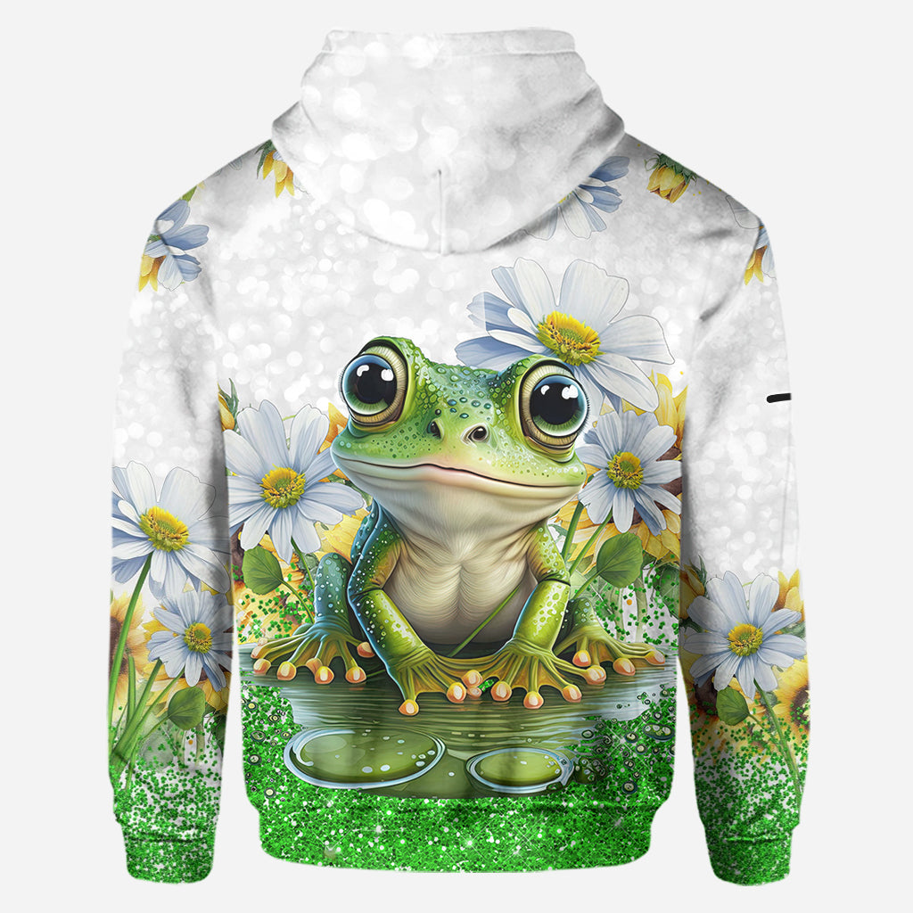 Juste une fille qui aime les grenouilles - Sweat à capuche et legging personnalisés avec des grenouilles