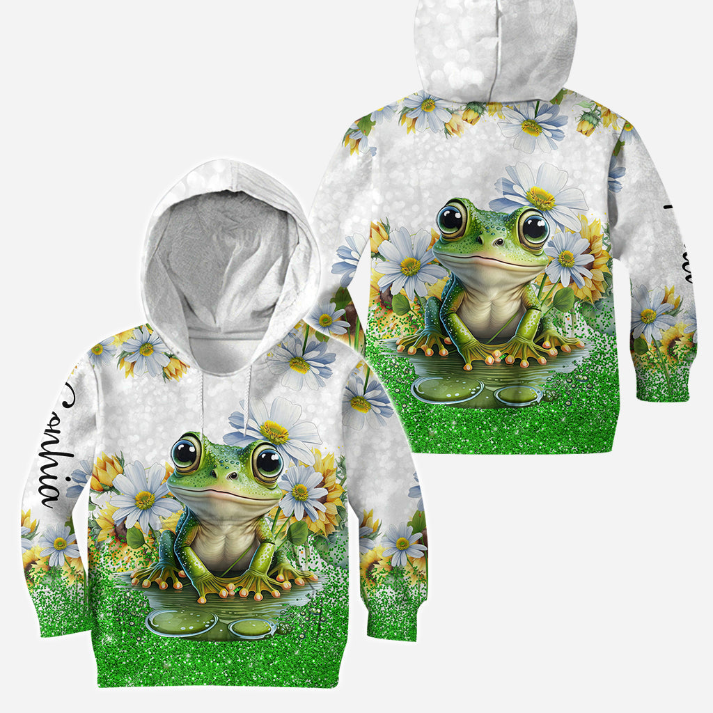 Juste une fille qui aime les grenouilles - Sweat à capuche et legging personnalisés avec des grenouilles