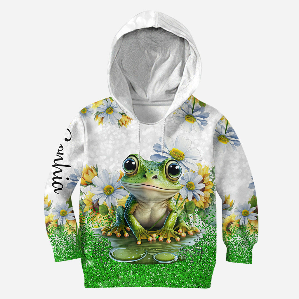 Juste une fille qui aime les grenouilles - Sweat à capuche et legging personnalisés avec des grenouilles