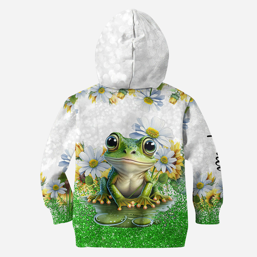 Juste une fille qui aime les grenouilles - Sweat à capuche et legging personnalisés avec des grenouilles